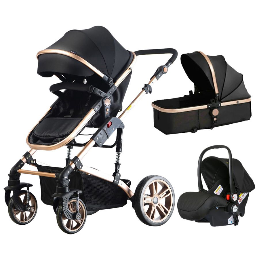 Teknum - 3-in-1 Pram Story with Travel System - Black