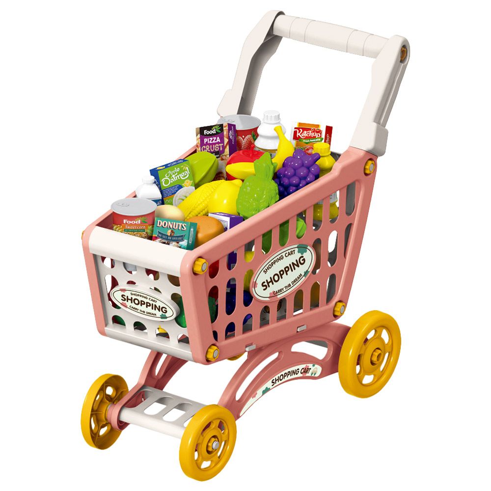 Little Story - Market Shopping Cart Toy Set - 56pcs - Pink