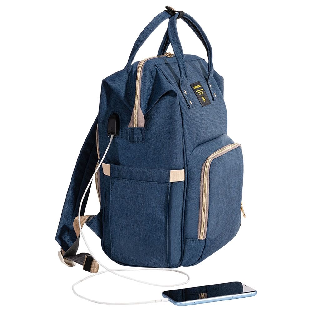 Sunveno - Diaper Bag with USB - Navy Blue