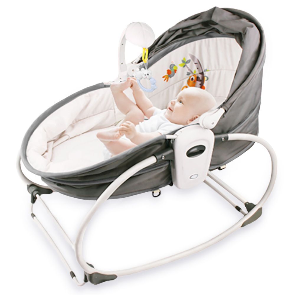 Teknum - 5-in-1 Cozy Rocker Bassinet w/ Awning & Mosquito Net - Grey