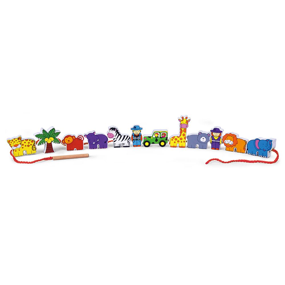 Viga - Wooden Lacing Blocks Zoo