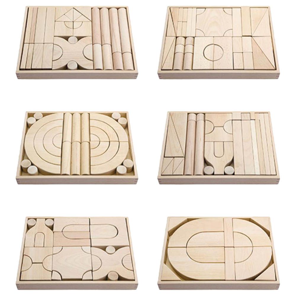 Viga - Beech Wood Block 6 Trays - Set#2 