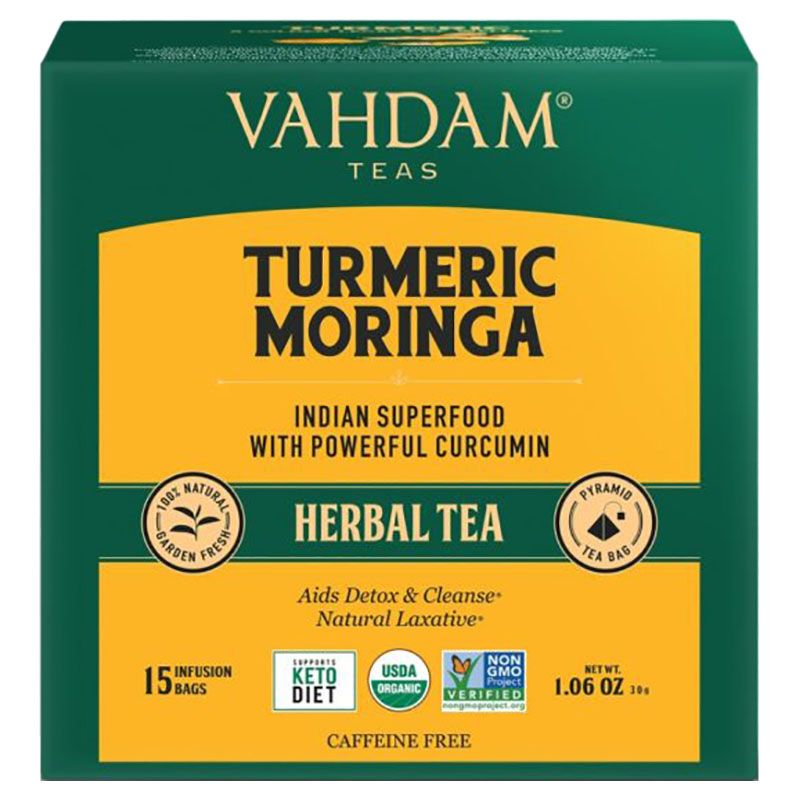 Vahdam - Turmeric Moringa Herbal Tea Tisane - 30g - 15 Tea Bags