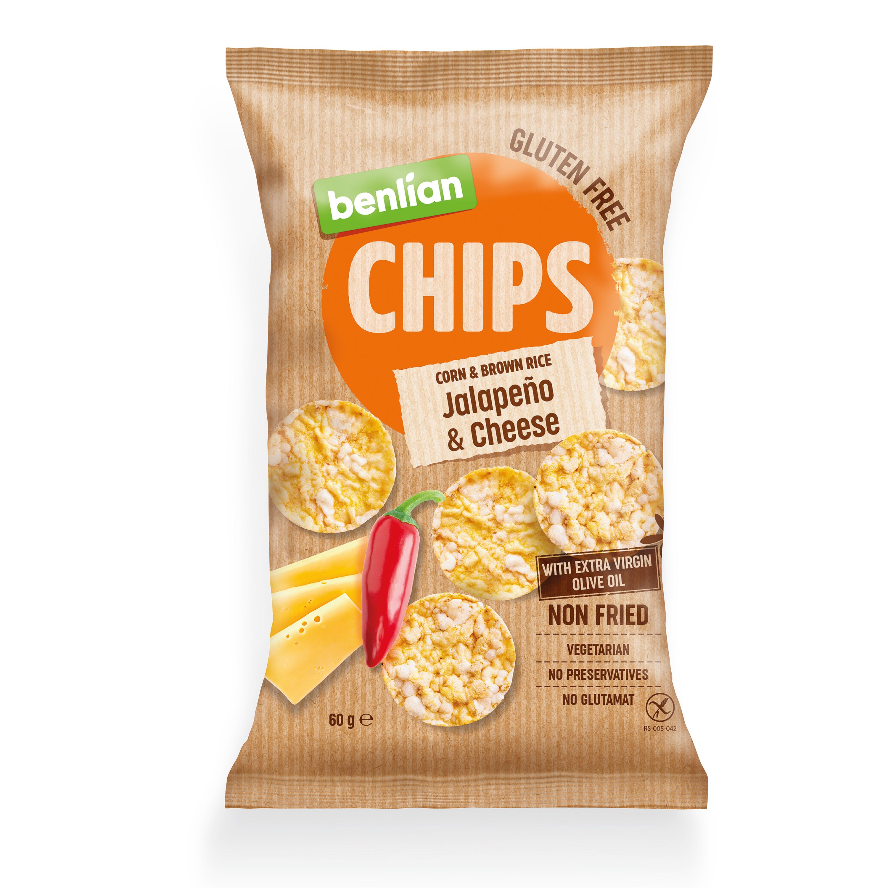 Benlian - Rice & Corn Chips Jalapaneo & Cheese - 60g