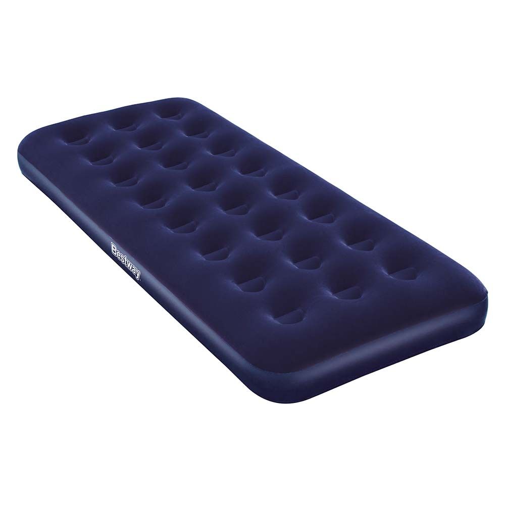Bestway - Inflatable Single Raised Flocked Air Bed - Blue