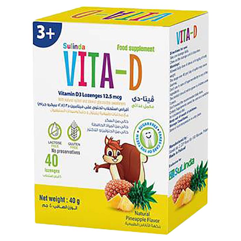 SuLinda - Vita - D Vitamin D 12.5MCG - Pineapple - 40 Lozenges