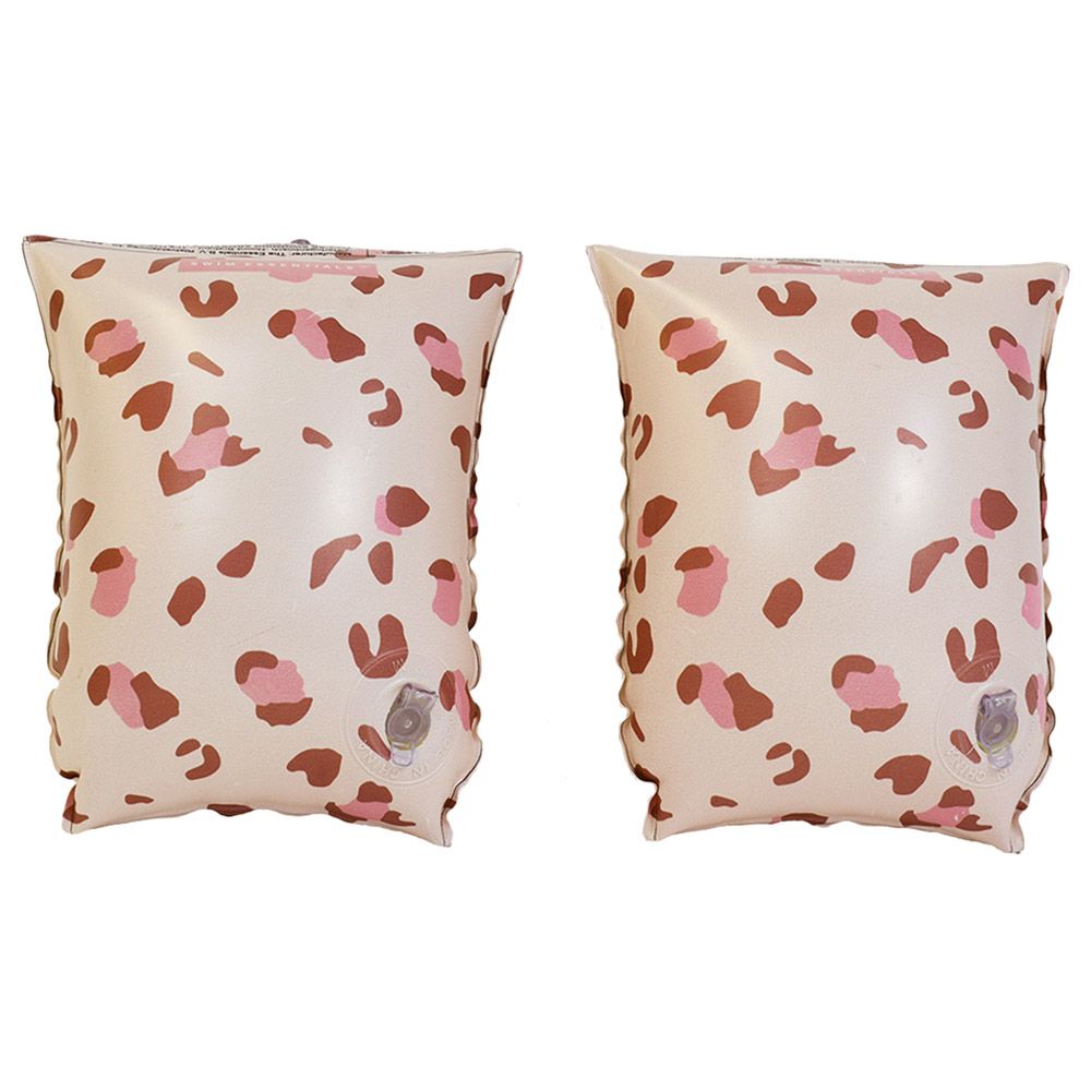 Swim Essentials - Leopard Inflatable Swimming Armbands 0-2Y - Pastel Pink