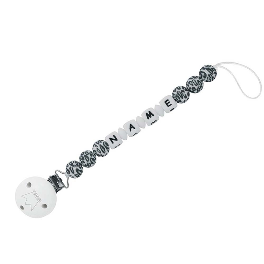 LittleMico - Personalized Pacifier Clip - White Leopard