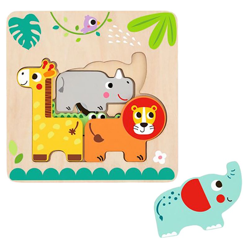 Tooky Toy - Wooden Multi-Layered Animal Puzzle - 7pcs