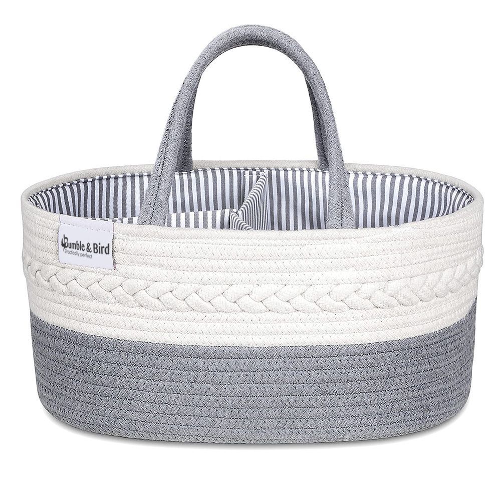 Bumble & Bird - Cotton Rope Diaper Caddy - Grey