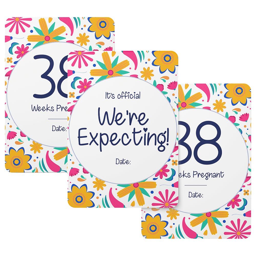Twinkle And Giraffe - Floral Pregnancy Milestone Cards 30C