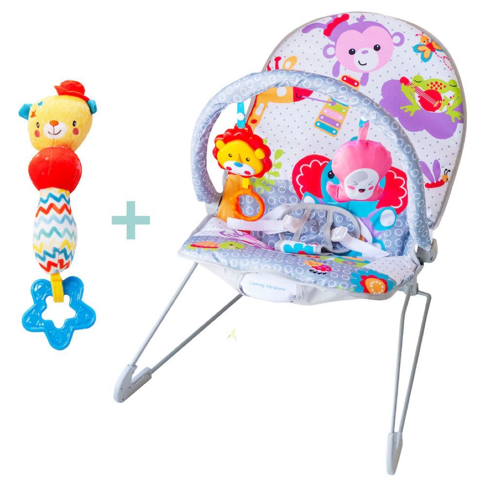 Moon - Hop-Hop Bouncer & Soft Bear Rattle Toy