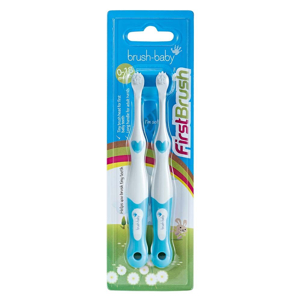 Brush Baby - My FirstBrush 0-18m Pack of 2 - Blue