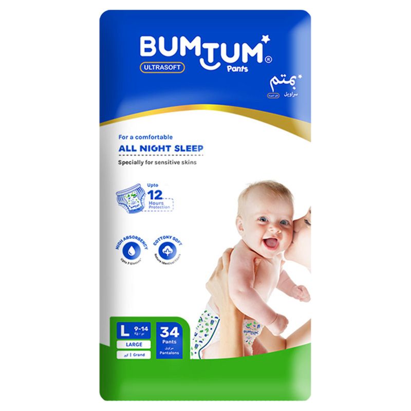 Bumtum - Baby Super Jumbo Pants Style Diaper - L - 34Pcs