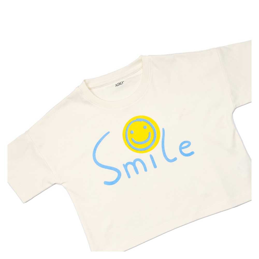 Aiko - Girls T-Shirt W/Smile Print - White