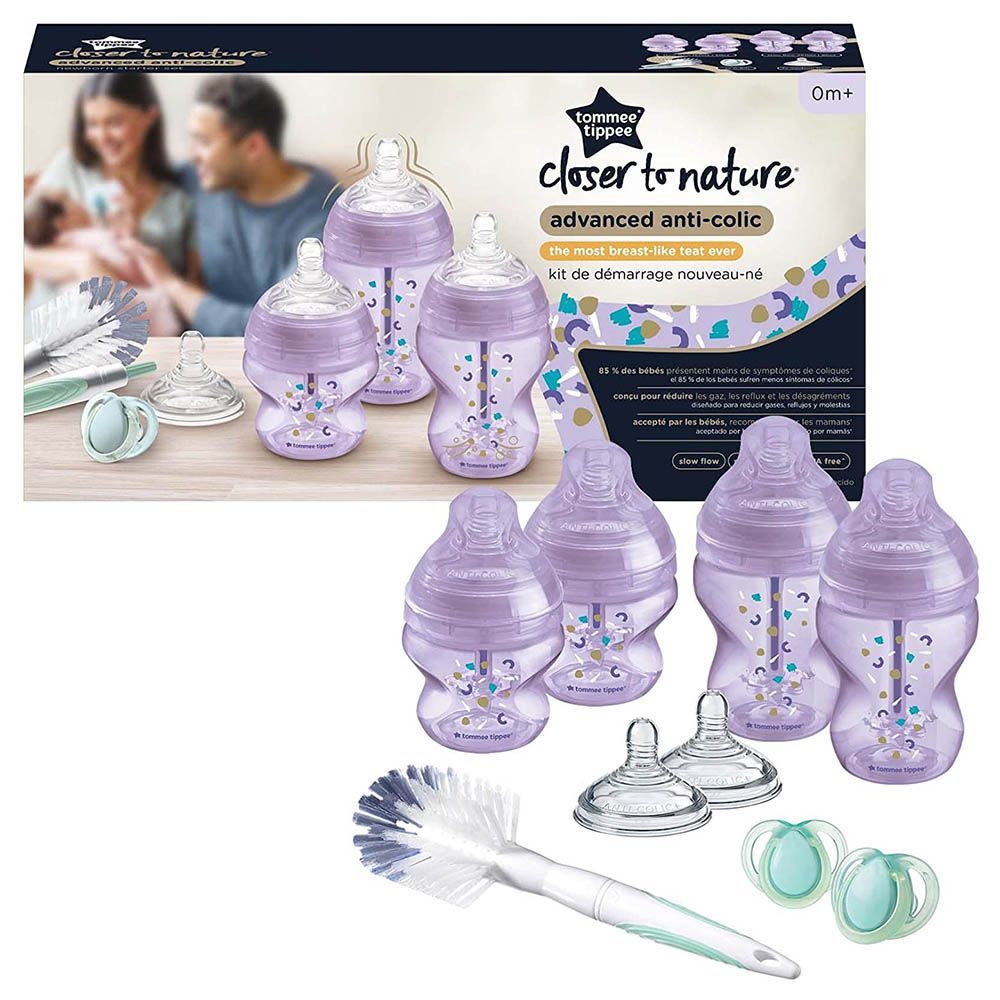 Tommee Tippee - Newborn Baby Bottle Starter Kit 9 pcs - Purple