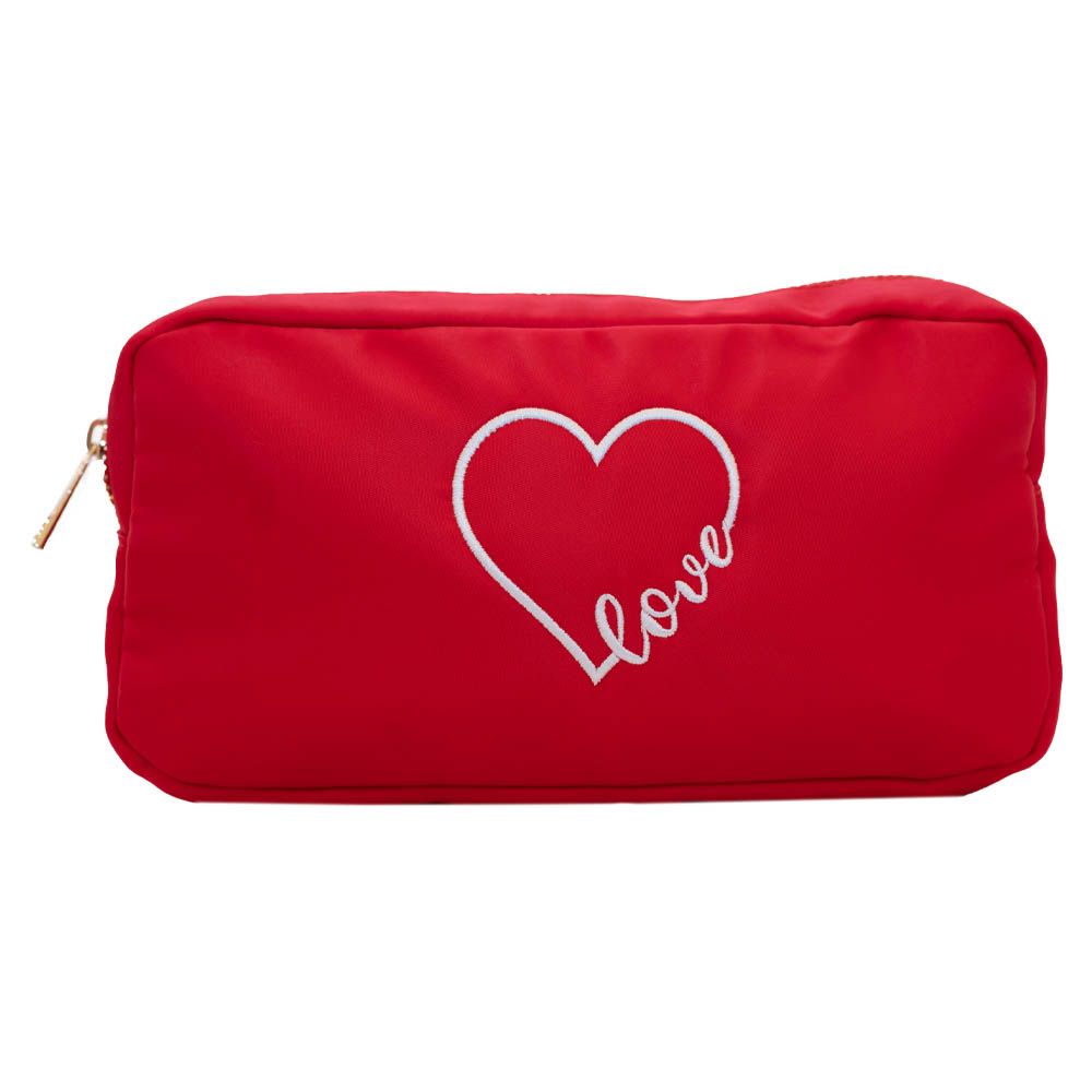 The Happy Tribe - Medium Pouch W/White Heart - Red Love