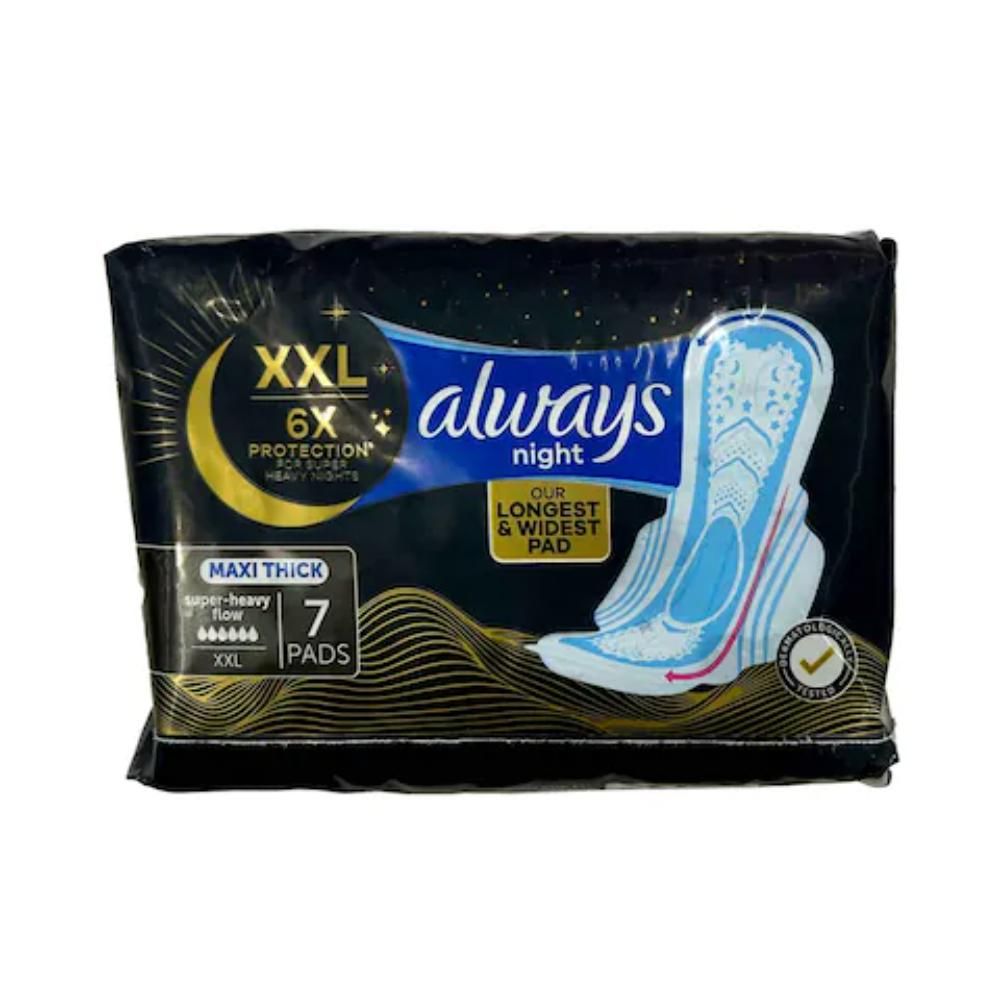 Always Dreamzz Pad Cotton Soft Maxi Thick, Night Long Sanitary Pads with Wings 7 Count