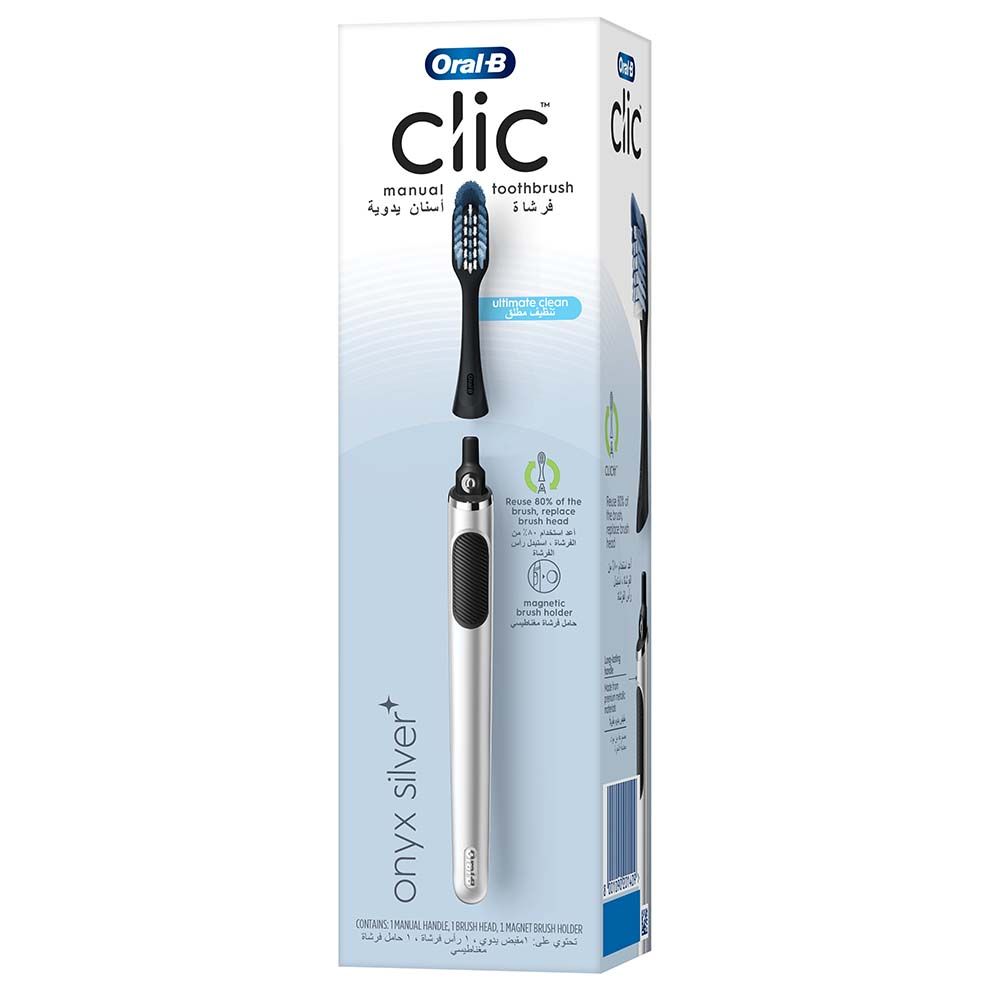 Oral-B - Clic Manual Toothbrush W/ Replaceable Brush Head - Onyx Silver