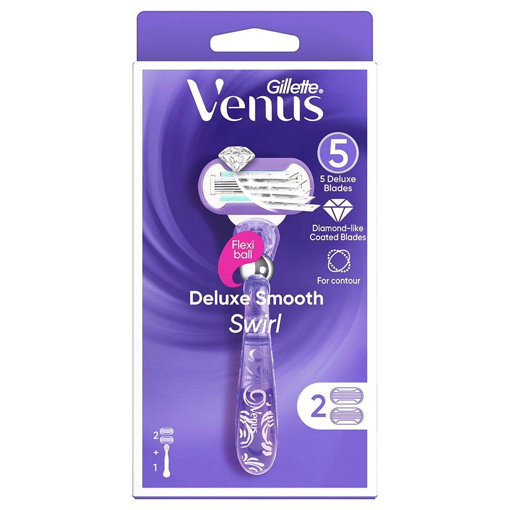 Venus - Deluxe Smooth Swirl Razor Handle with Blade - Purple