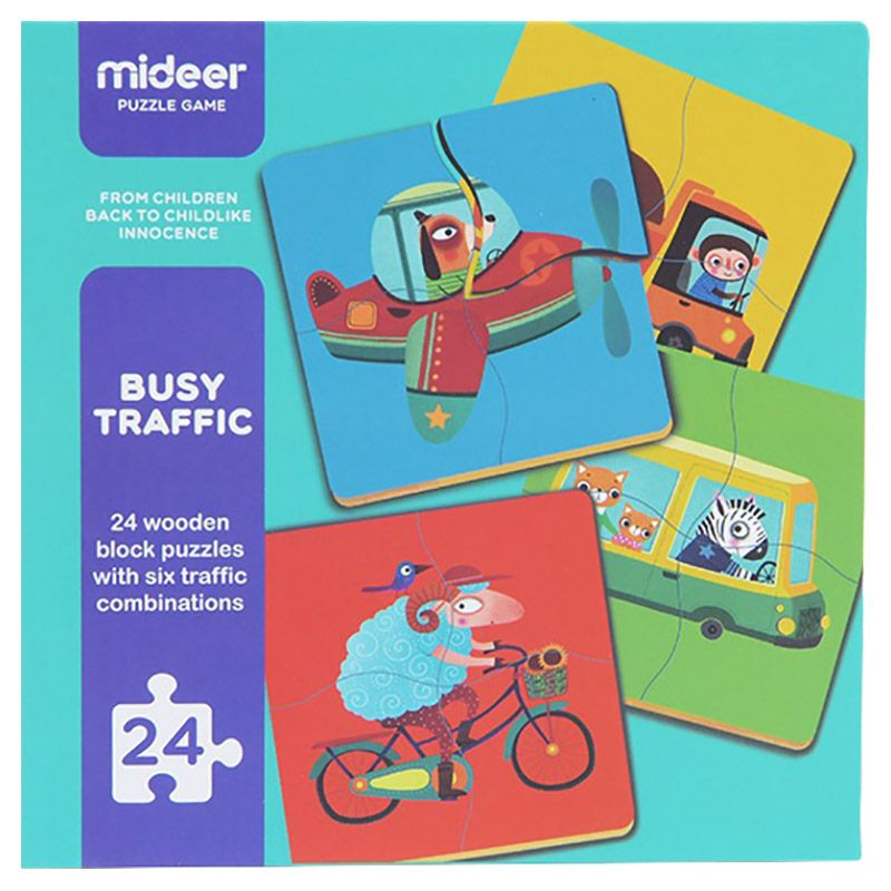 Mideer - 6 Busy Traffic Wooden Puzzles - 24pcs