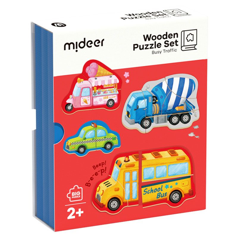Mideer - 4-In-1 Wooden Puzzle Set - Busy Traffic