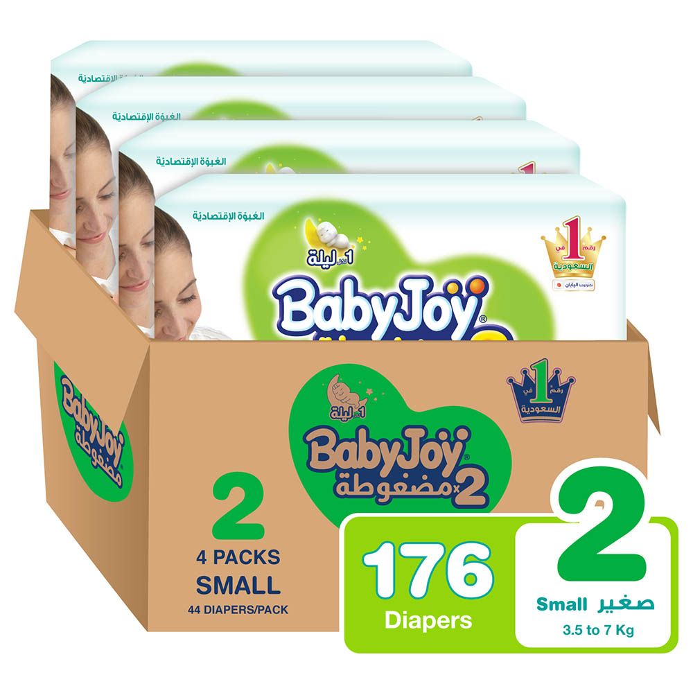 Babyjoy- 2x Diapers- Small Size 2- 3.5-7kg- Pack of 4- 176 Pcs
