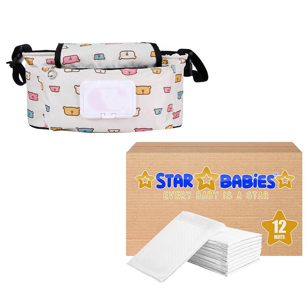 Star Babies - Changing Mats, Stroller Bag Organizer - White