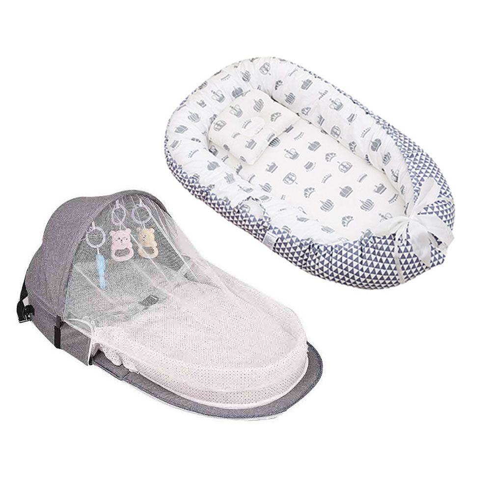 Star Babies Baby Sleeping Pod And Bed with Mosquito Net-Grey