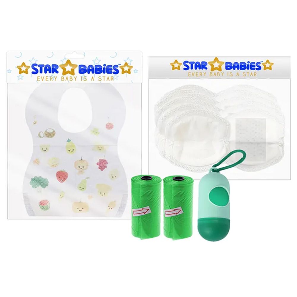 Star Babies - Caddy Diaper Bag Organizer & Disposable Bibs 5pcs & Scented Bag 5pcs - Green