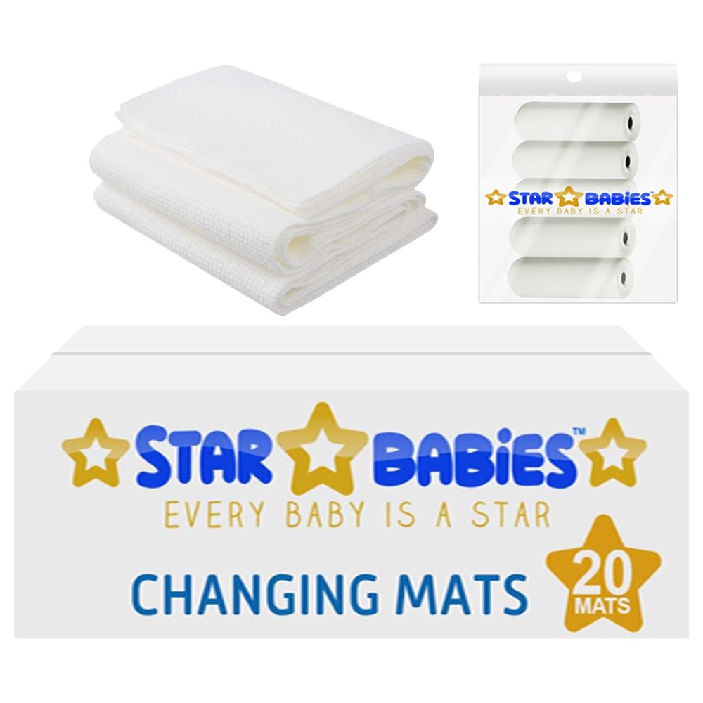Star Babies - Disposable Changing Mat 20pcs & Scented Bag 5pcs & Disposable Towel 3pcs - White