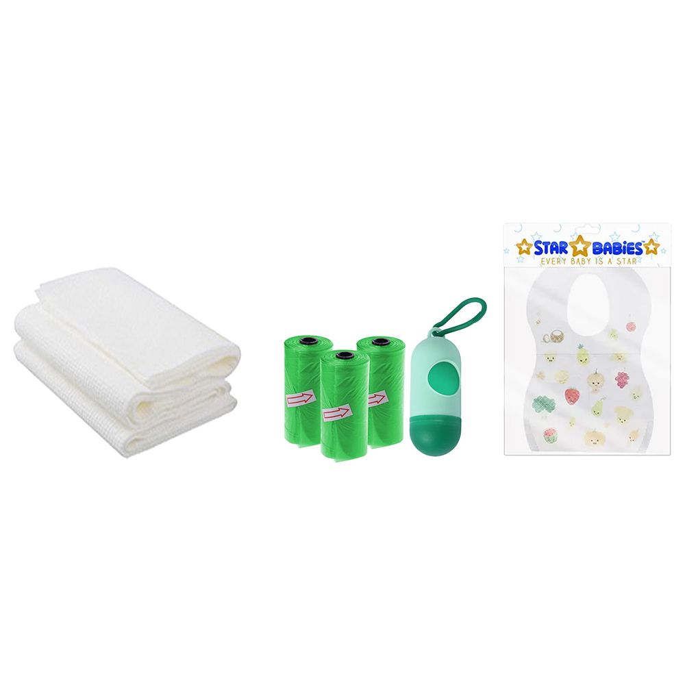Star Babies - Scented Bag 3pcs & Bibs 10pcs & Towel 3pcs - Green