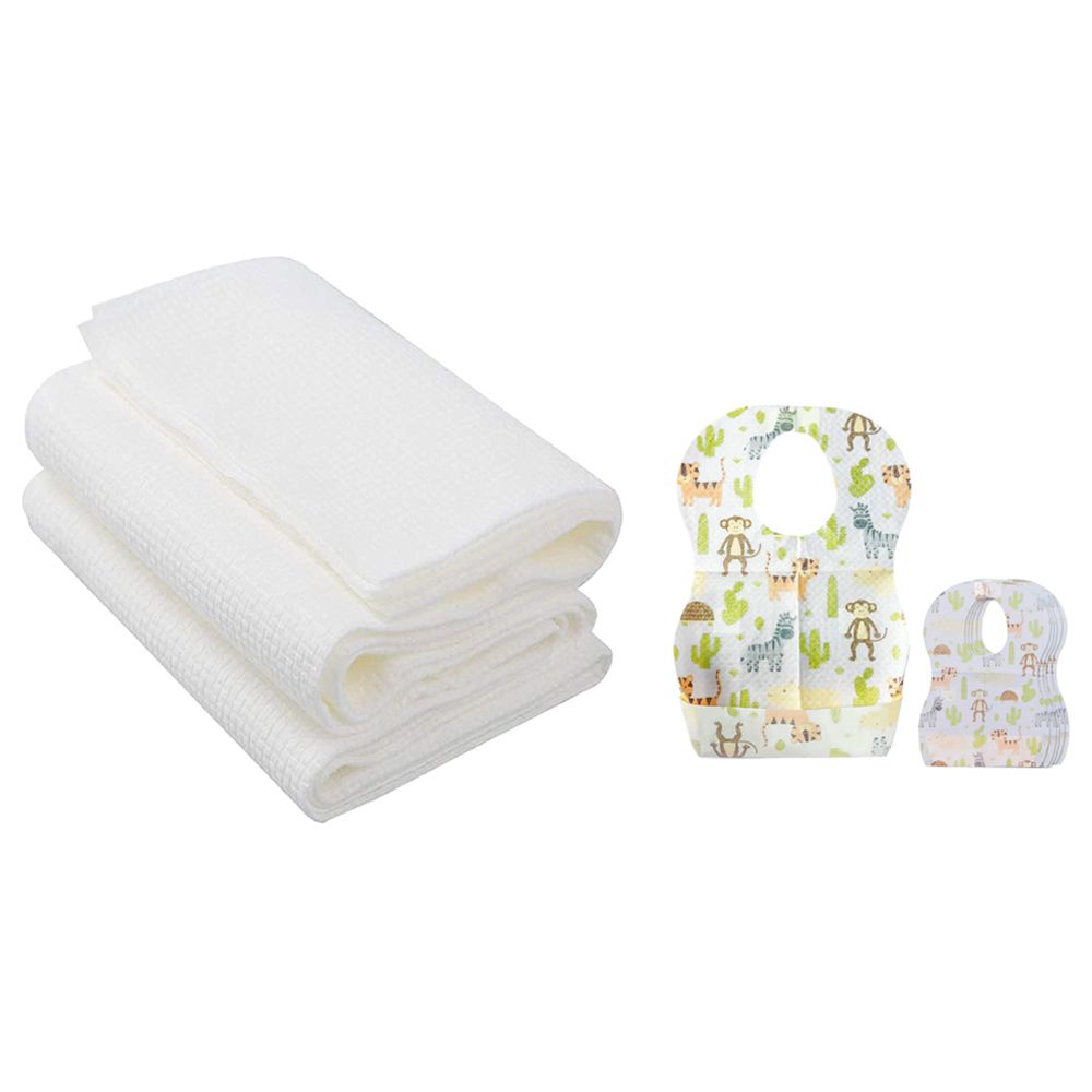 Star Babies - Disposable Bibs 10pcs w/ Disposable Towel 3pcs - Animal