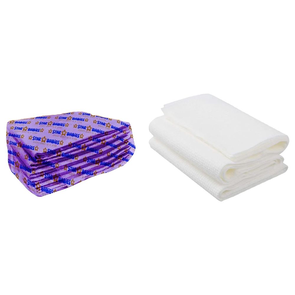 Star Babies - Disposable Changing Mat 6pcs w/ Disposable Towel 3pcs - Lavender