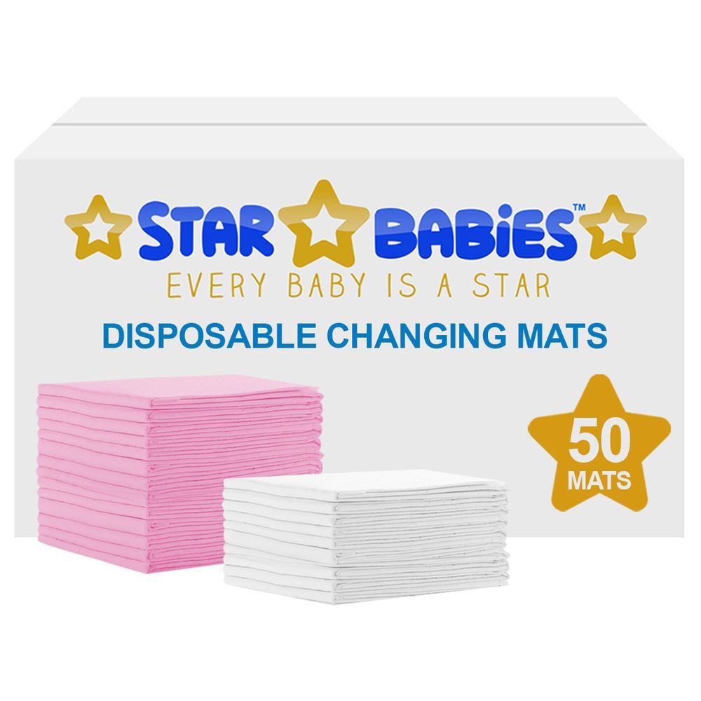 Star Babies - Disposable Changing mats (45x60cm) Large, Pack of 50 - Assorted