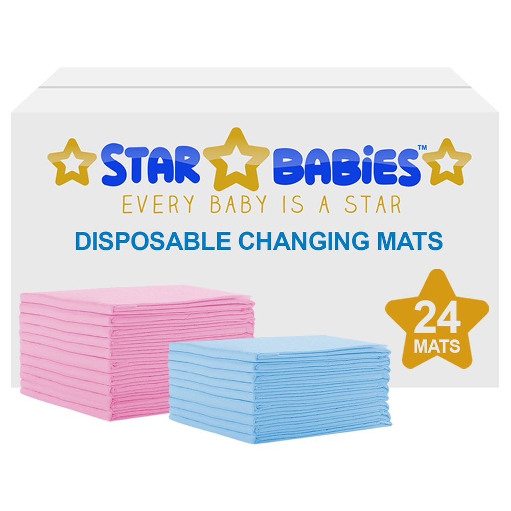 Star Babies - Disposable Changing mats (45x60cm) Large, Pack of 24 - Assorted