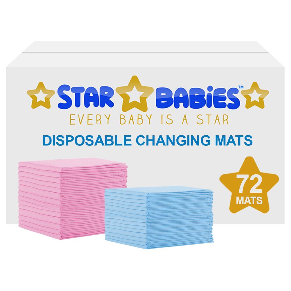 Star Babies - Disposable Changing mats (45x60cm) Large, Pack of 72 - Assorted