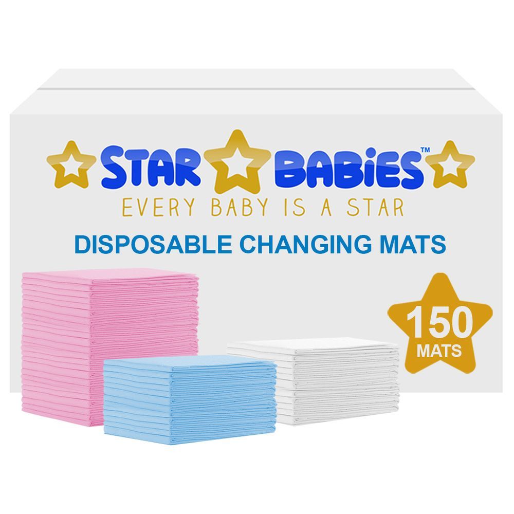 Star Babies - Disposable Changing mats (45x60cm) Large, Pack of 150 -Assorted