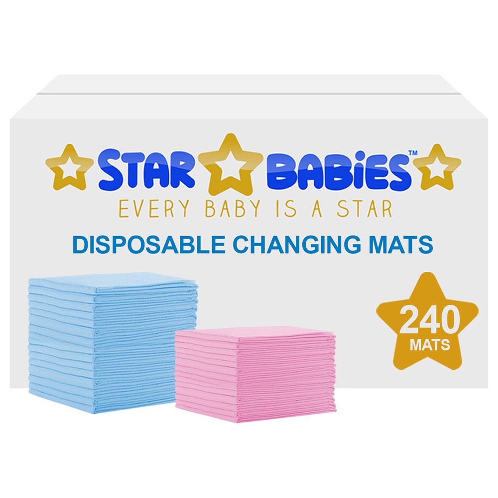 Star Babies - Disposable Changing mats (45x60cm) Large, Pack of 240 - Blue/Pink