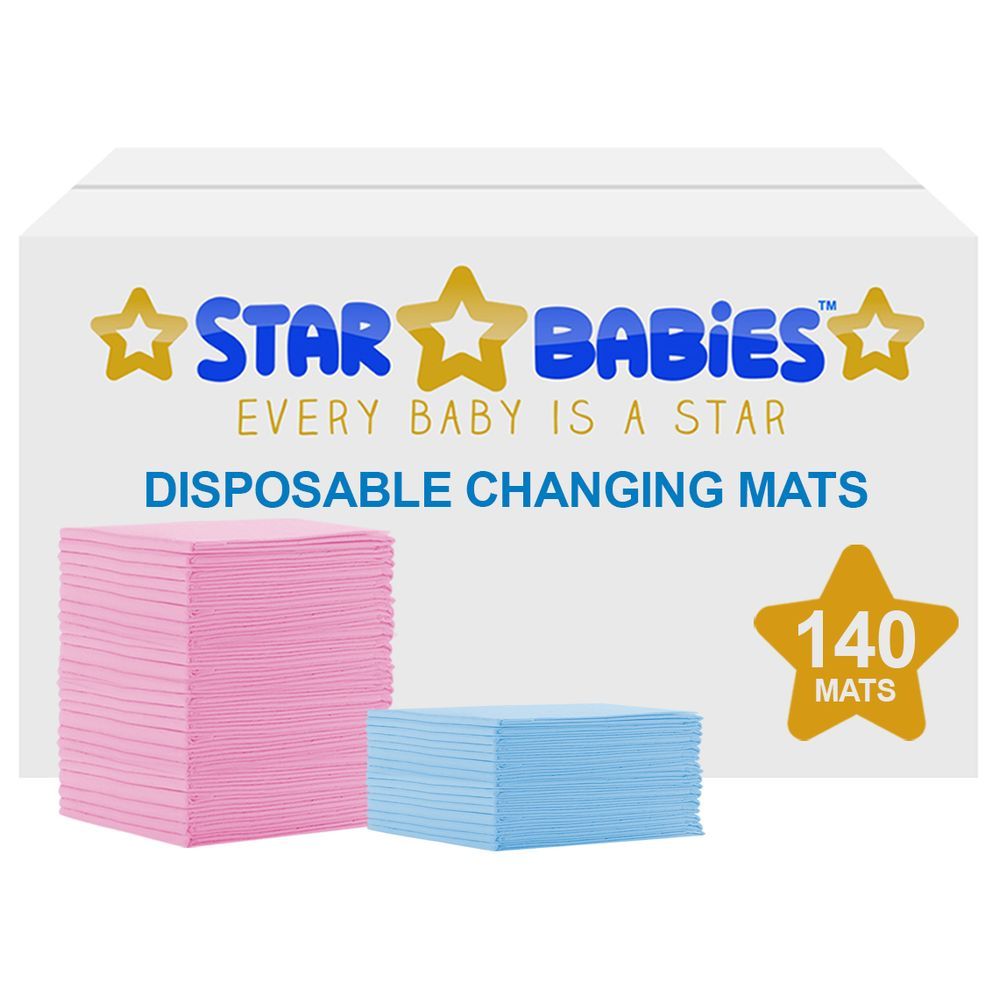 Star Babies - Disposable Changing mats (45x60cm) Large, Pack of 140 -Assorted