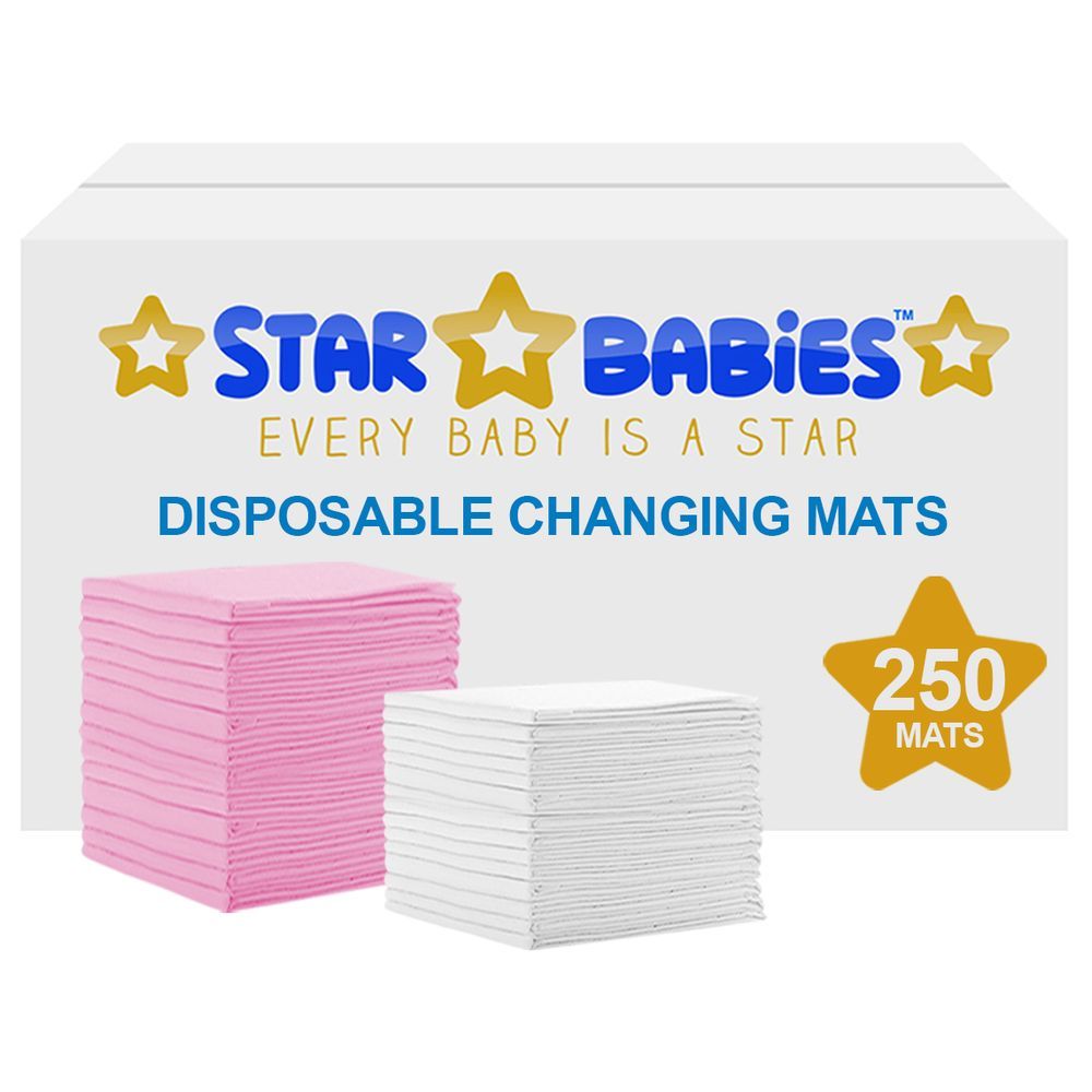 Star Babies - Disposable Changing mats (45x60cm) Large, Pack of 250 - Assorted