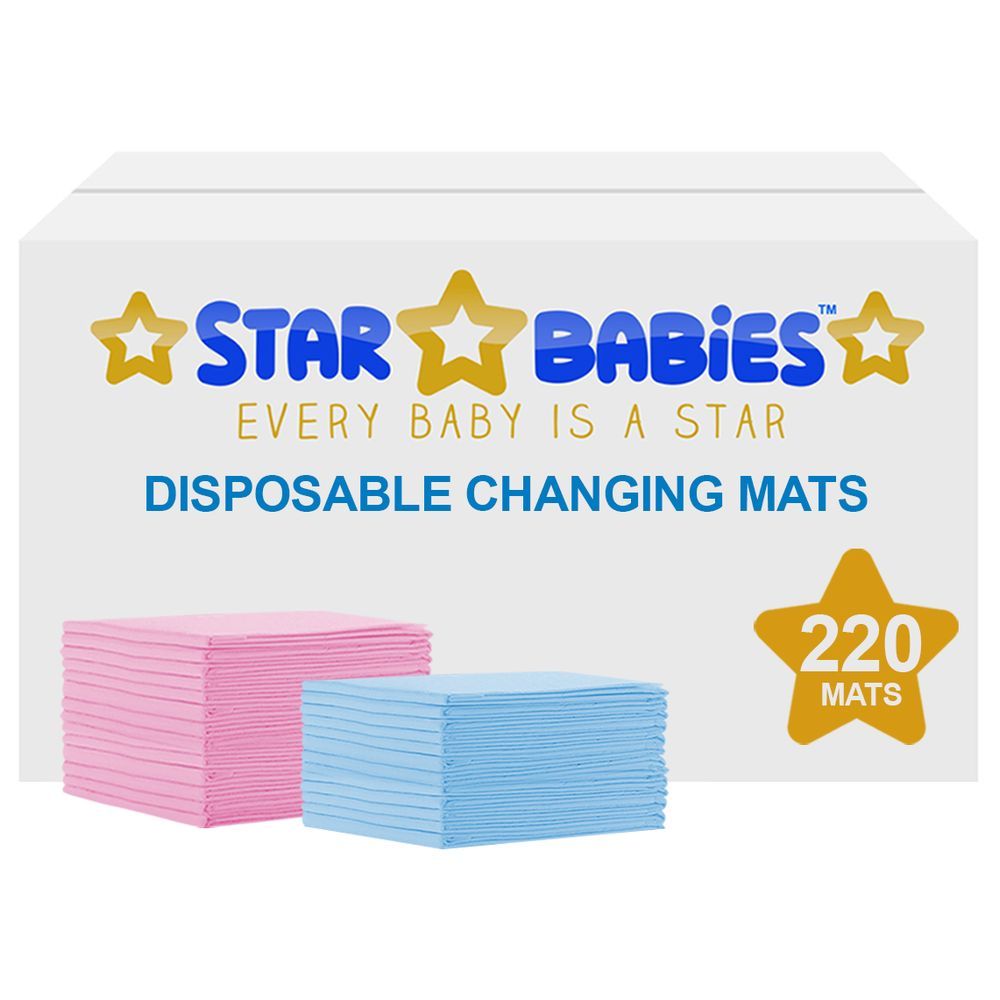 Star Babies - Disposable Changing mats (45x60cm) Large, Pack of 220 - Assorted