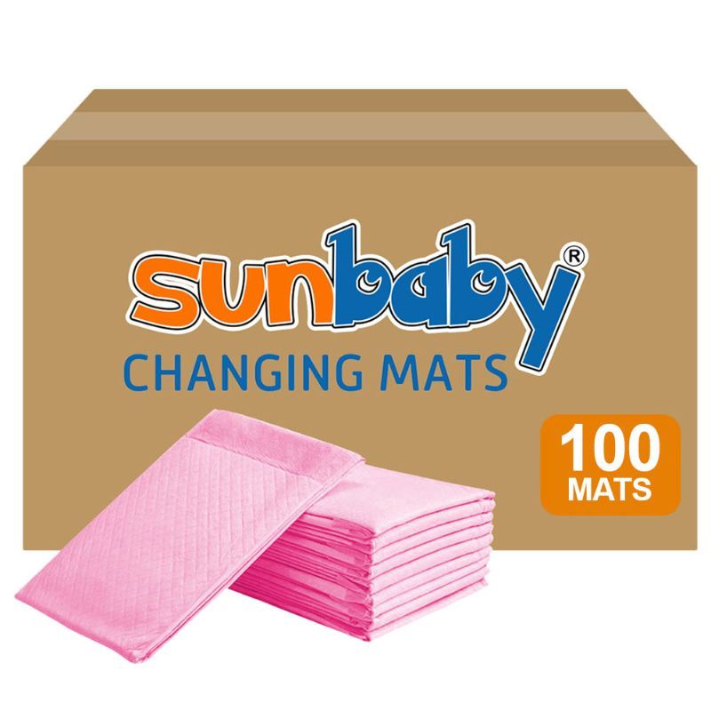 SunBaby - Disposable Changing mats (45x60cm) Large, Pack of 100 - Pink
