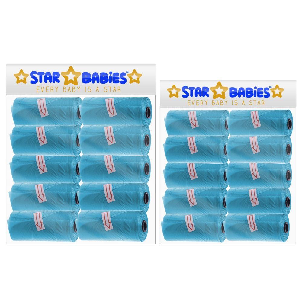 Star Babies - Scented Nappy Bags Pack of 20/300 Bags - Blue