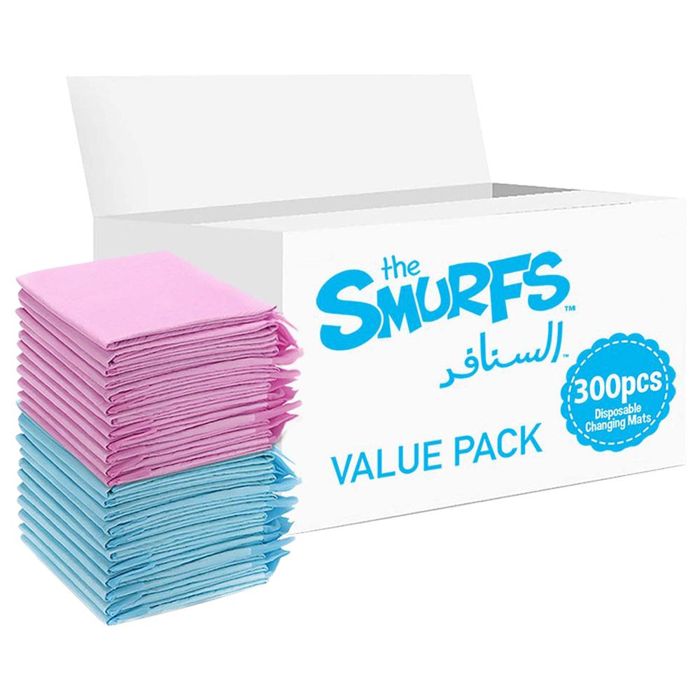 Smurfs - Disposable Changing Mats - 300pcs - Pink/Blue