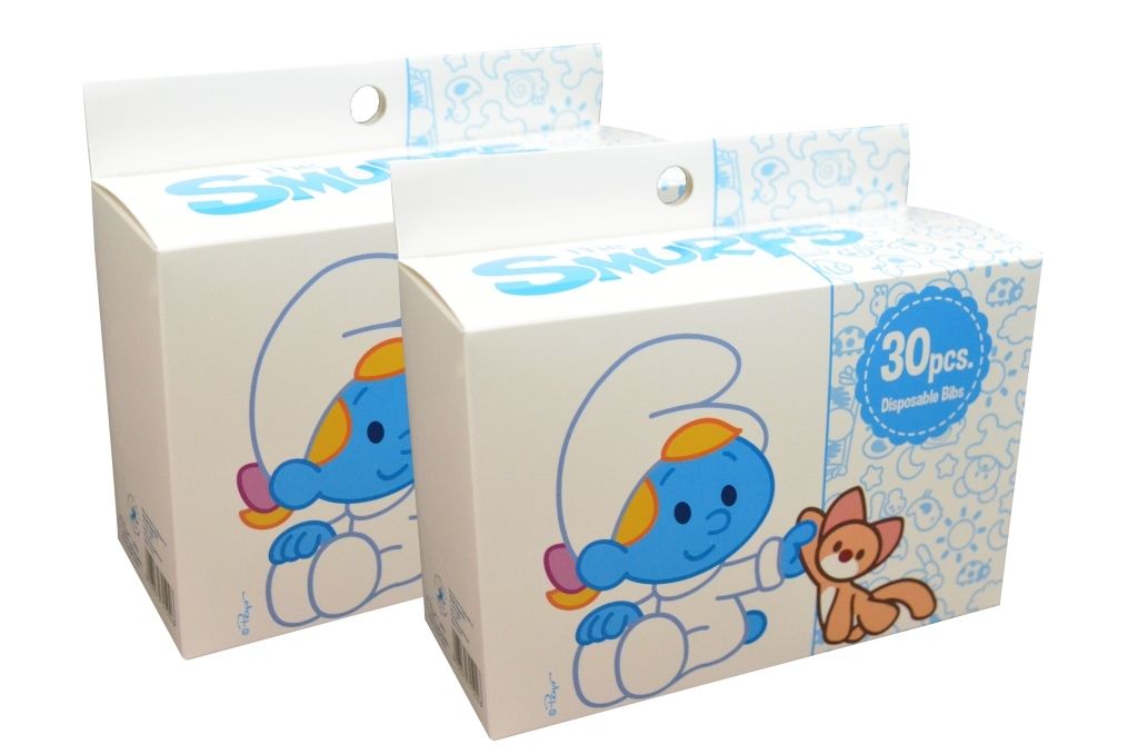 Smurf - Disposable Bibs, Box of 30pcs. (Bundle of 2)
