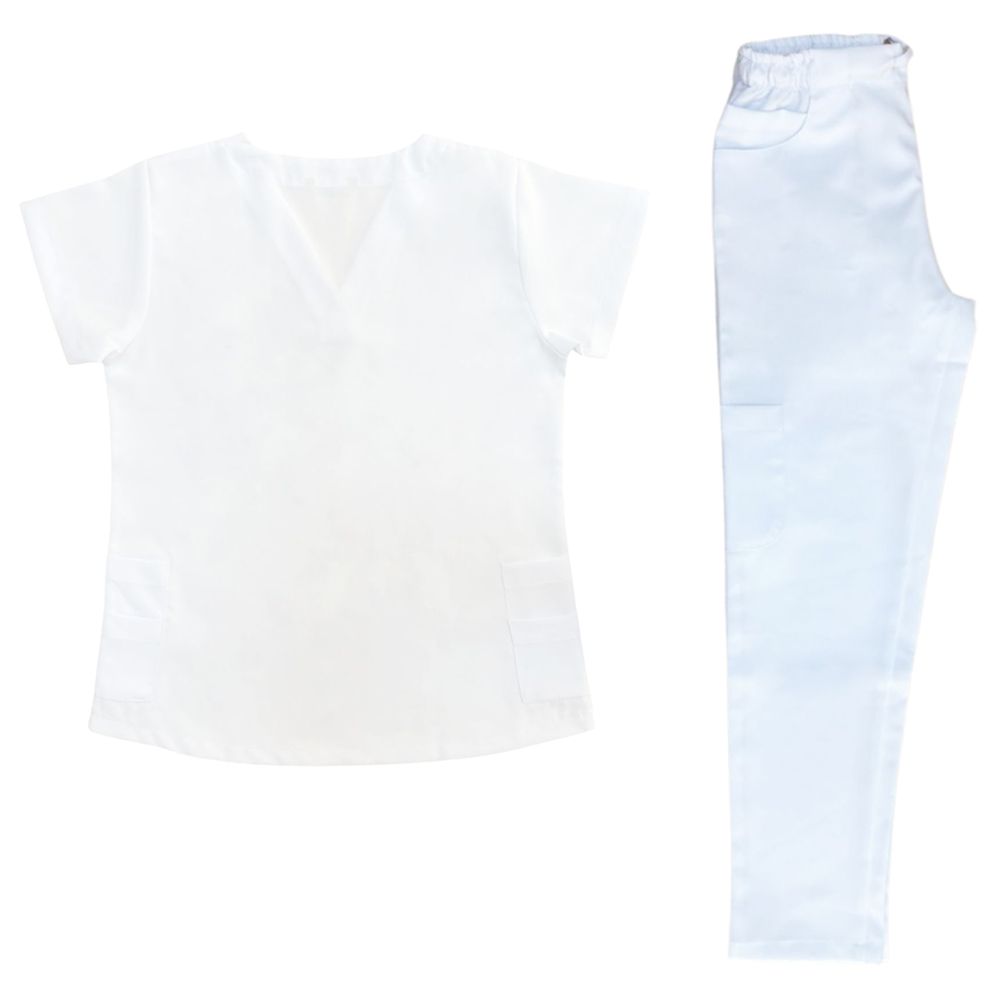 Veronica - Minimatt Scrub Suit/Medical Set Uniform - White