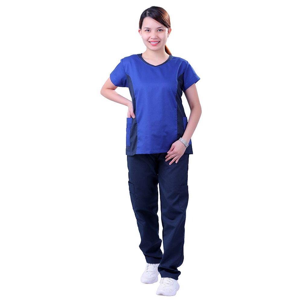 Veronica - Polycotton Medical/Scrub Uniform Set - Blue