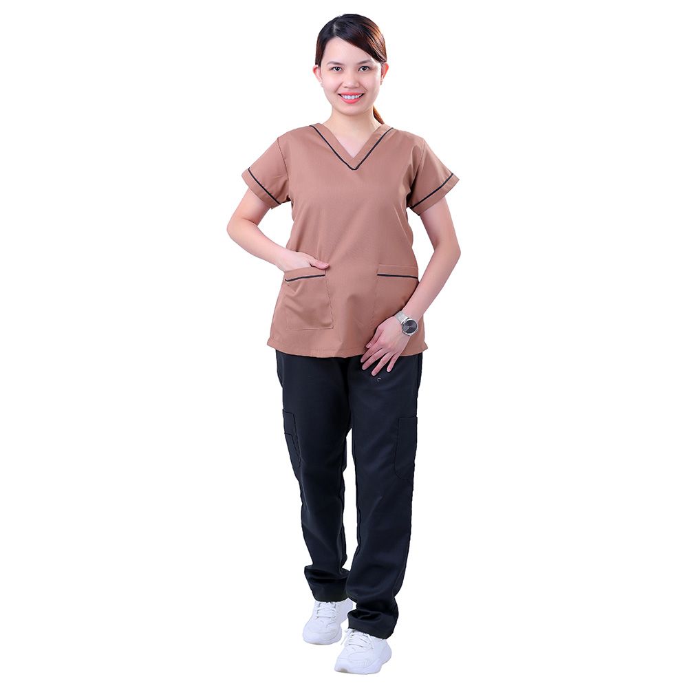 Veronica - Women Polycotton Medical Uniform Set - Brown