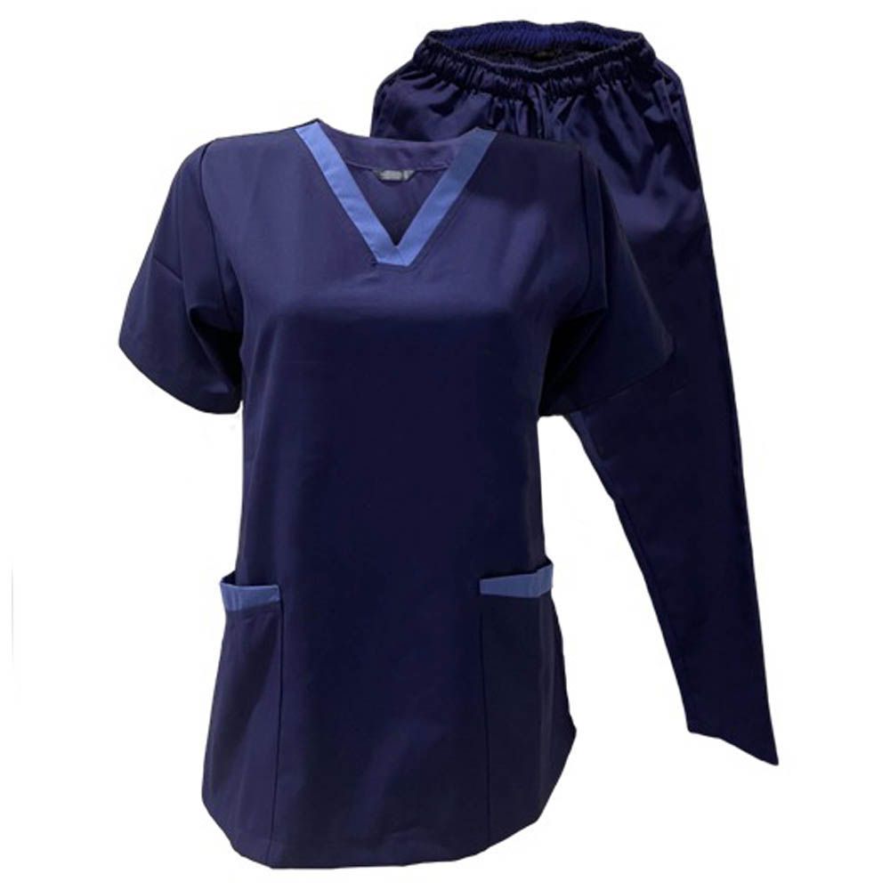 Veronica - 2pc-Set - Medical Scrub Suit For Ladies - Navy